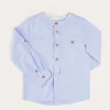 BOY Pepa London Plain Mao Collar Long Sleeve Shirt in Blue (4-10yrs)