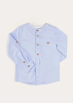 BOY Pepa London Plain Mao Collar Long Sleeve Shirt in Blue (4-10yrs)