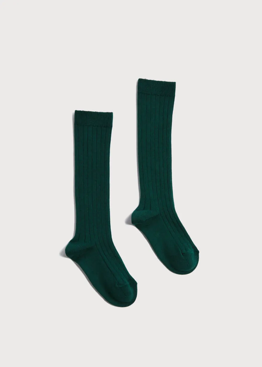 BOY Pepa London Ribbed Knee High Socks in Bottle Green (3mths-10yrs)