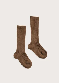 BOY Pepa London Ribbed Knee Socks in Chocolate Brown (0mths-10yrs)