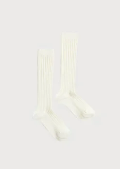 BOY Pepa London Ribbed Knitted Knee Socks in Cream (0mths-10yrs)