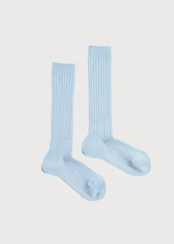 BOY Pepa London Ribbed Knitted Knee Socks in Light Blue (3mths-10yrs)