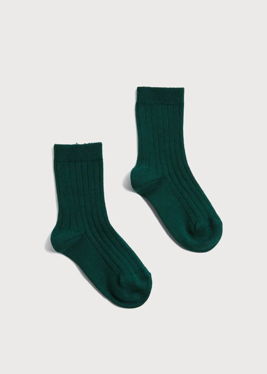 BOY Pepa London Ribbed short socks - Bottle Green (0mths-10yrs)
