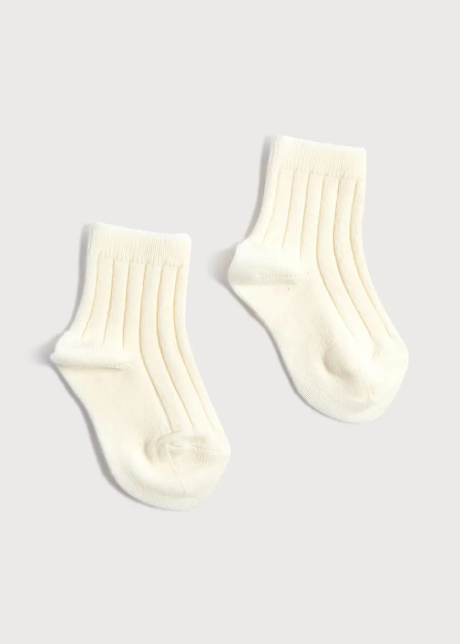 BOY Pepa London Ribbed Short Socks - Cream (0mths-10yrs)