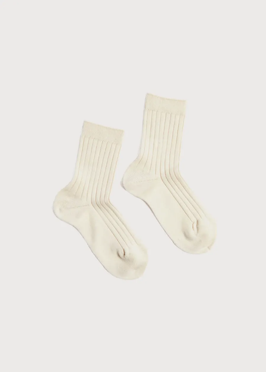 BOY Pepa London Ribbed Short Socks in Beige (0mths-10yrs)