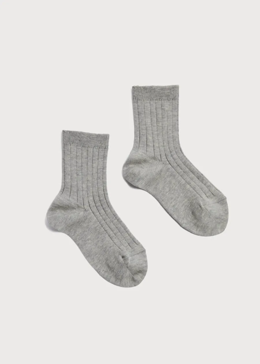 BOY Pepa London Ribbed Short Socks in Grey (0mths-10yrs)