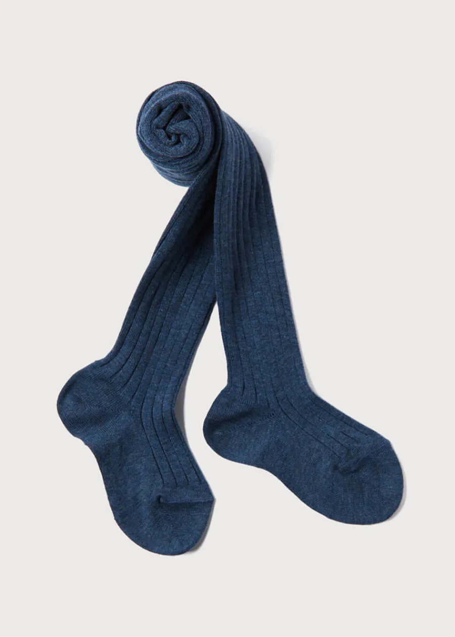 BOY Pepa London Ribbed Tights in Denim (0mths-10yrs)