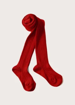 BOY Pepa London Ribbed Tights in Red (0mths-10yrs)