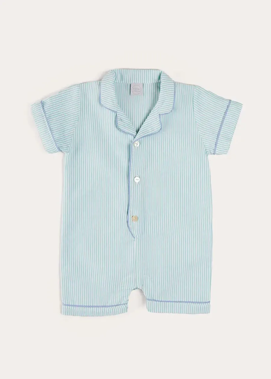 BOY Pepa London Rochester Striped All-In-One Pyjamas in Green (9mths-2yrs)