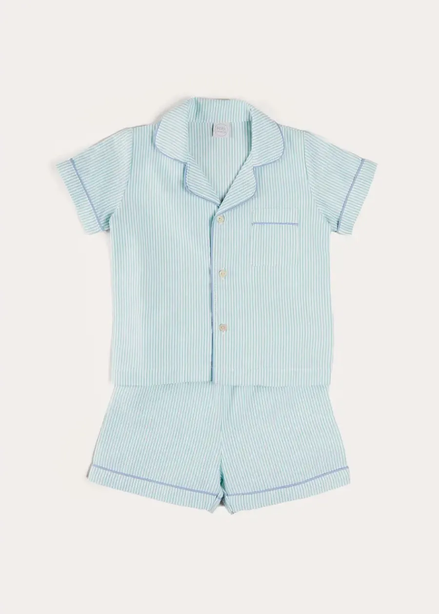 Pepa London Rochester Striped Short Sleeve Pyjamas in Green (18mths-10yrs)