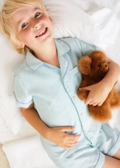 Pepa London Rochester Striped Short Sleeve Pyjamas in Green (18mths-10yrs)