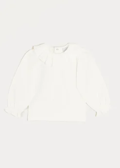 Pepa London Ruffle Collar Long Sleeve Top In Cream (18mths-10yrs)