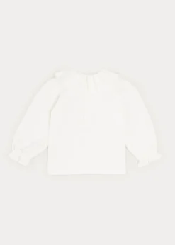 Pepa London Ruffle Collar Long Sleeve Top In Cream (18mths-10yrs)