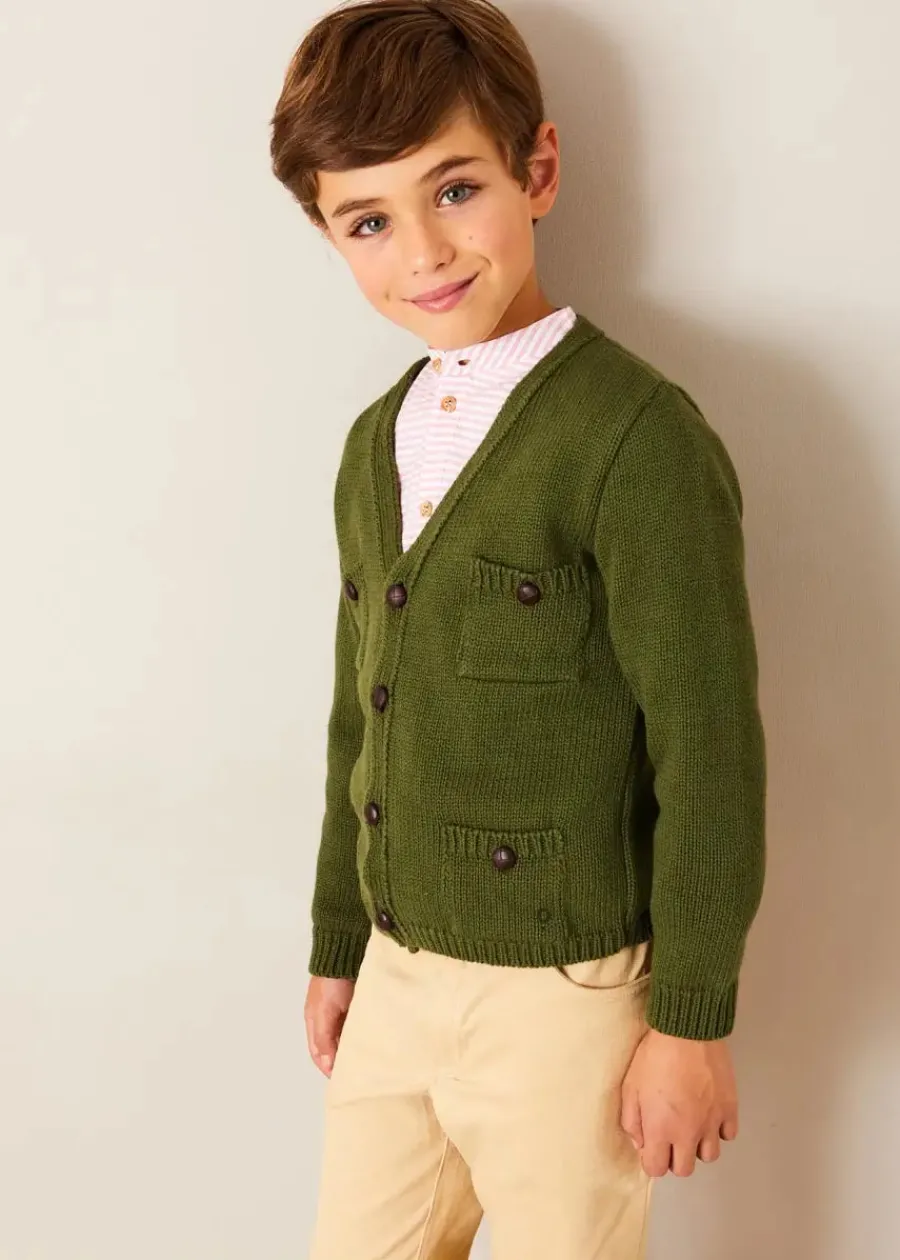 BOY Pepa London Safari Button Detail Cardigan in Green (4-10yrs)