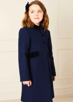 Pepa London Single Breasted Scallop Detail Coat In Navy (12mths-10yrs)