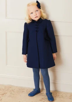 Pepa London Single Breasted Scallop Detail Coat In Navy (12mths-10yrs)