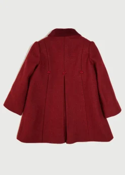 Pepa London Single Breasted Scallop Detail Coat In Burgundy (12mths-10yrs)