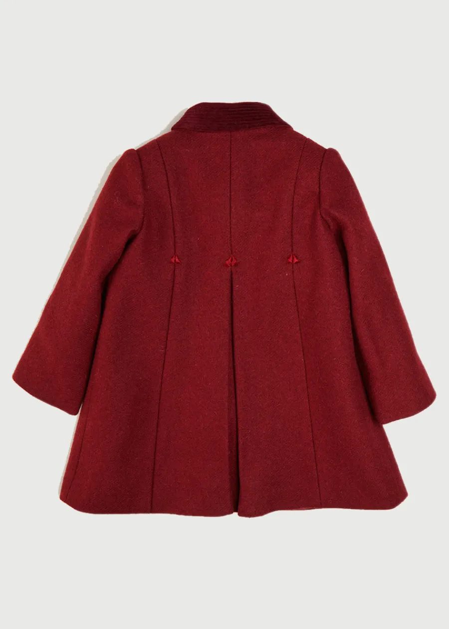 Pepa London Single Breasted Scallop Detail Coat In Burgundy (12mths-10yrs)