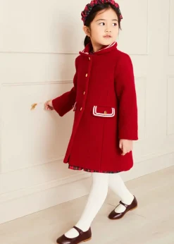 Pepa London Single Breasted Wool Coat in Red (4-10yrs)
