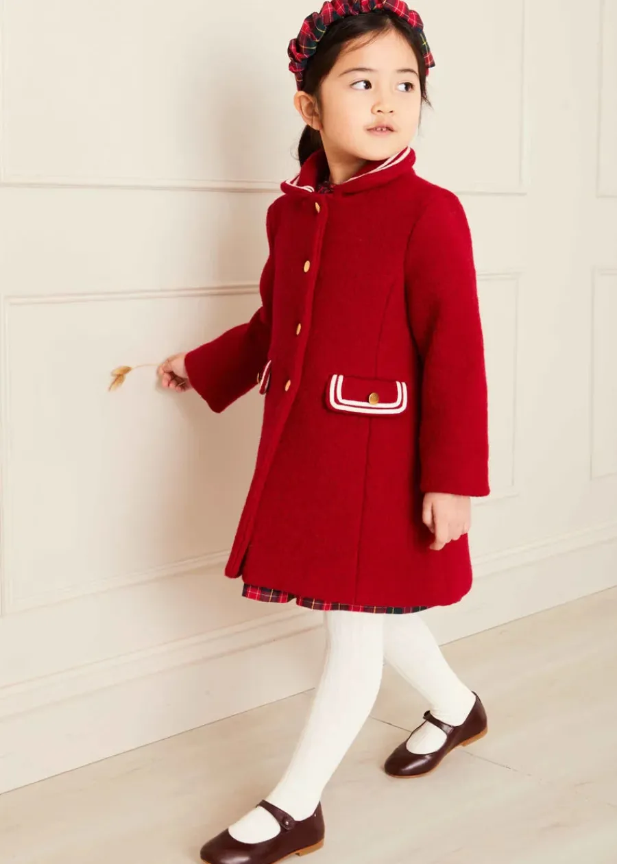 Pepa London Single Breasted Wool Coat in Red (4-10yrs)
