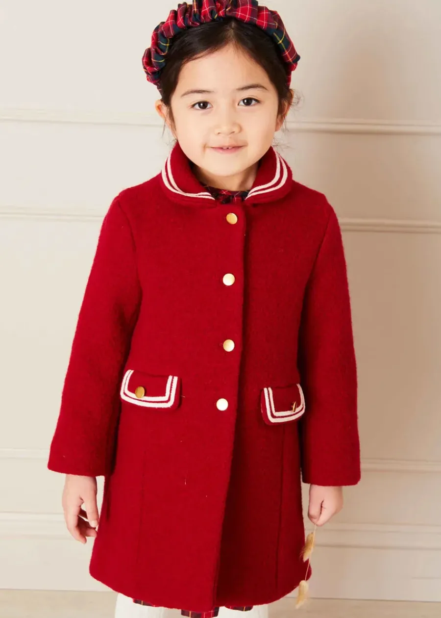 Pepa London Single Breasted Wool Coat in Red (4-10yrs)