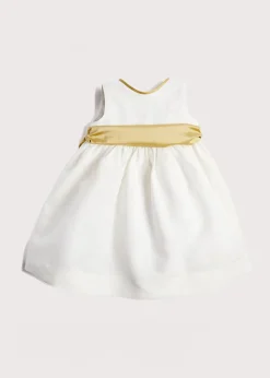 Pepa London Sleeveless Ivory Flower Girl Dress with Green Silk Sash (6mths-10yrs)
