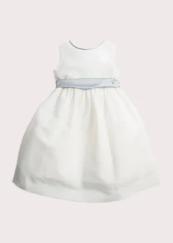 Pepa London Sleeveless Ivory Flower Girl Dress with Blue Silk Sash (6mths-10yrs)