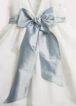 Pepa London Sleeveless Ivory Flower Girl Dress with Blue Silk Sash (6mths-10yrs)