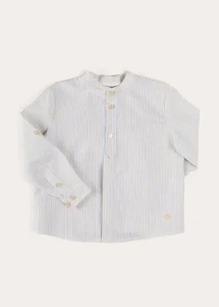 BOY Pepa London Stafford Striped Mao Collar Long Sleeve Shirt in Yellow (12mths-10yrs)