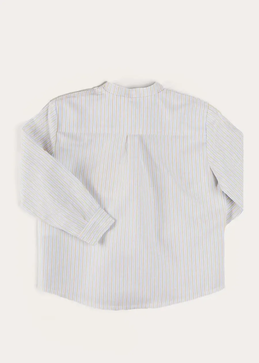 BOY Pepa London Stafford Striped Mao Collar Long Sleeve Shirt in Yellow (12mths-10yrs)