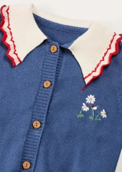 Pepa London Statement Collar Floral Embroidery Cardigan in Navy (2-10yrs)