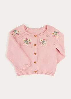Pepa London Strawberry Embroidery Cardigan in Pink (12mths-6yrs)