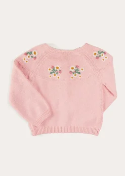 Pepa London Strawberry Embroidery Cardigan in Pink (12mths-6yrs)