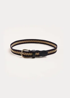BOY Pepa London Striped Leather Braided Belt in Blue (XS-S)