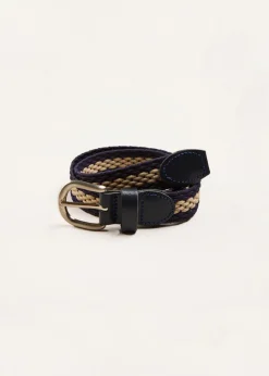 BOY Pepa London Striped Leather Braided Belt in Blue (XS-S)