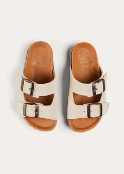 Pepa London Suede Buckle Detail Sandals in Beige (28-35EU)
