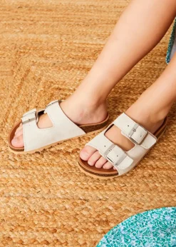 Pepa London Suede Buckle Detail Sandals in Beige (28-35EU)
