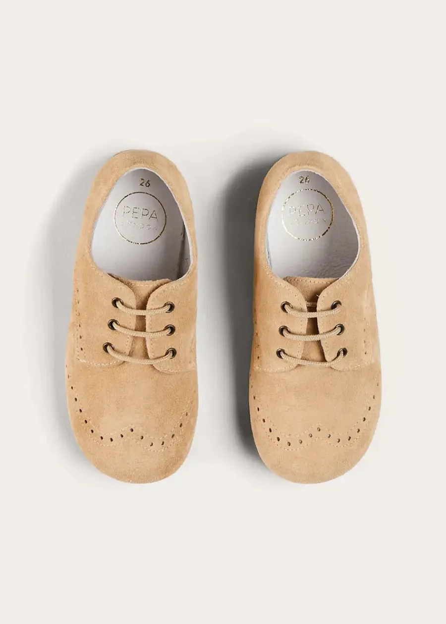 BOY Pepa London Suede Lace-Up Shoes in Beige (24-35EU)