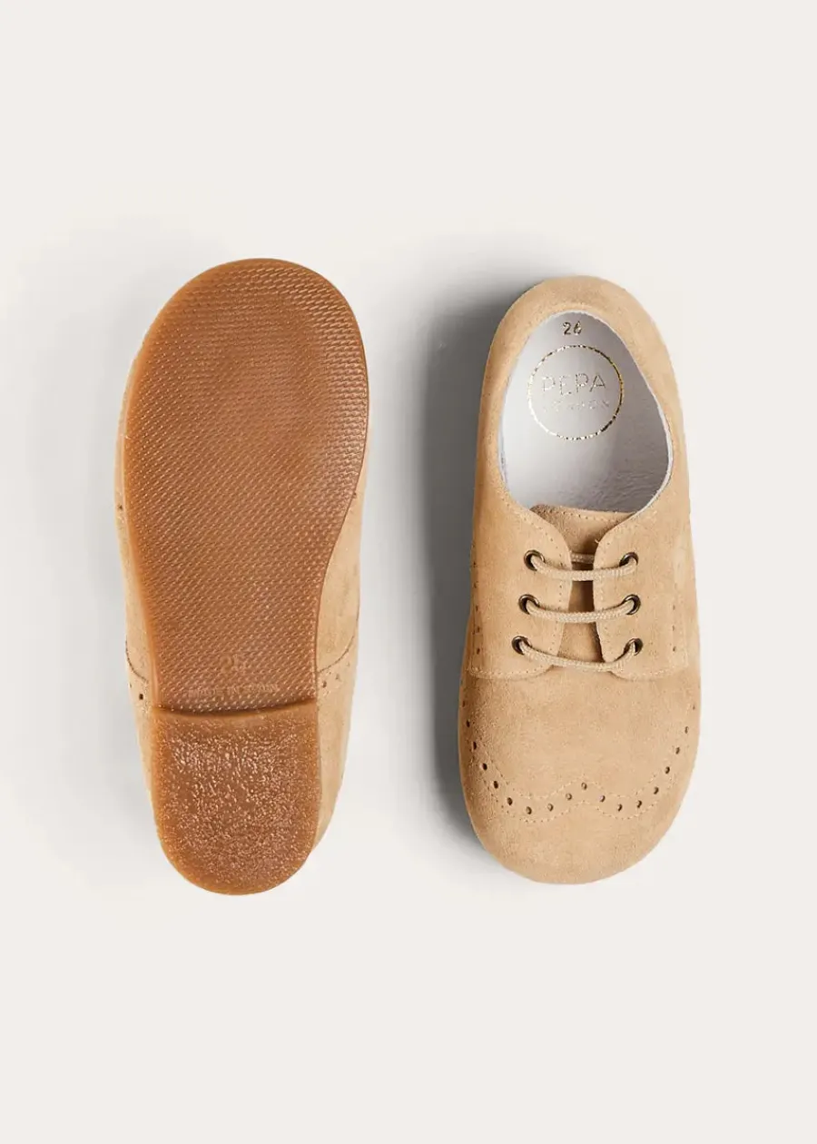 BOY Pepa London Suede Lace-Up Shoes in Beige (24-35EU)