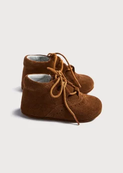 BOY Pepa London Suede Oxford Pram Booties in Brown (17-20EU)