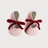 BOY Pepa London Suede Pink Baby Pram Shoes with Velvet Ribbon (17-20EU)