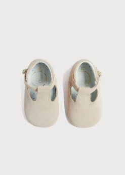 BOY Pepa London Suede T-Bar Pram Shoes in Beige (17-20EU)