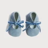 BOY Pepa London Suede Velvet Ribbon Pram Shoes in Blue (17-21 EU)