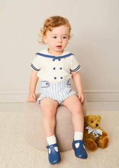BOY Pepa London T-Bar Baby Shoes in Blue (20-26EU)