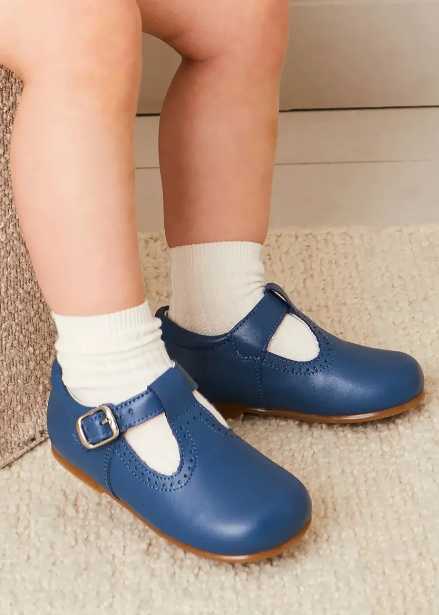 BOY Pepa London T-Bar Baby Shoes in Blue (20-26EU)