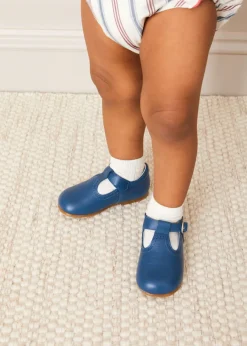 BOY Pepa London T-Bar Baby Shoes in Blue (20-26EU)