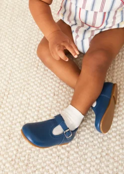 BOY Pepa London T-Bar Baby Shoes in Blue (20-26EU)