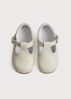 BOY Pepa London T-Bar Leather Baby Shoes in Ivory (20-24EU)