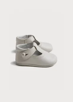 BOY Pepa London T-Bar Leather Pram Shoes in Ivory (17-20EU)
