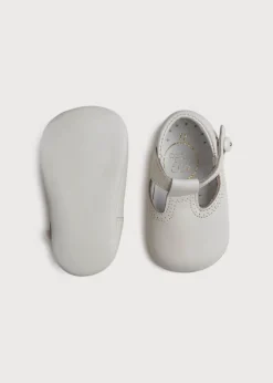 BOY Pepa London T-Bar Leather Pram Shoes in Ivory (17-20EU)